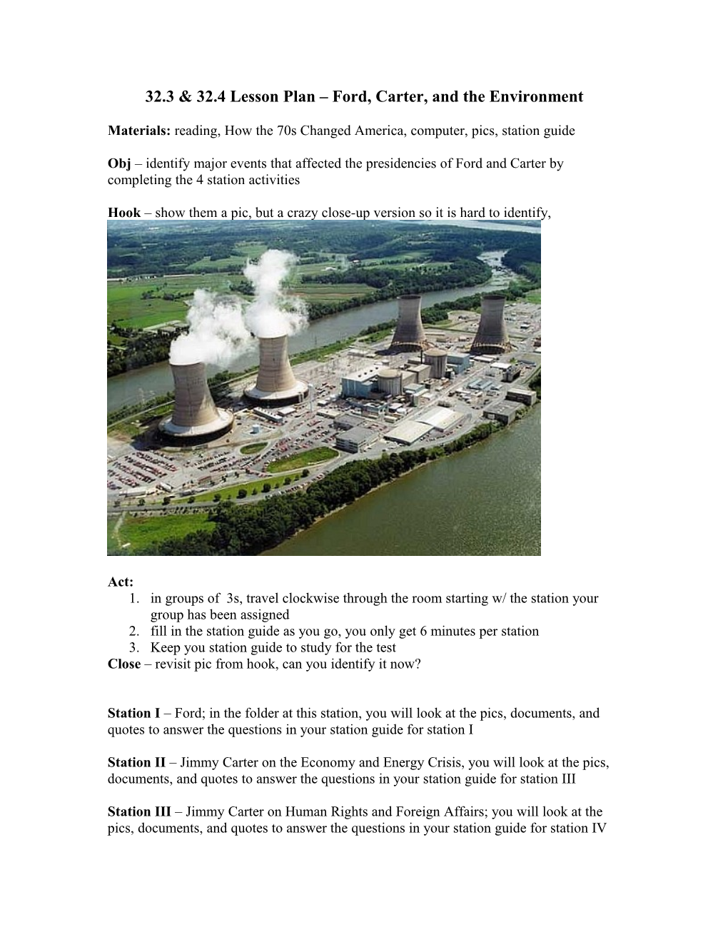 32.3 & 32.4 Lesson Plan Ford, Carter, and the Environment