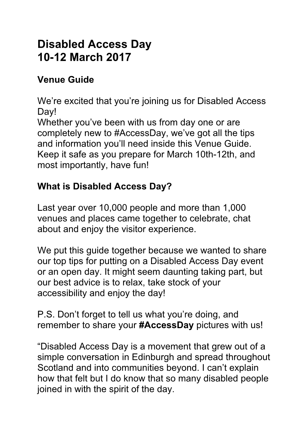 What Is Disabled Access Day?