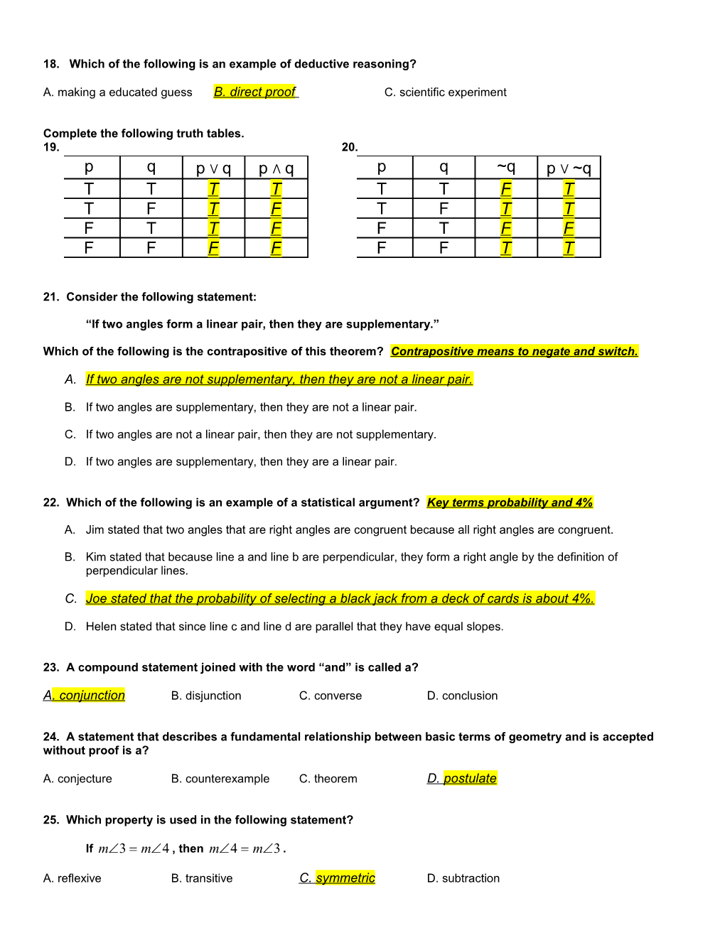Geometry Standards Review