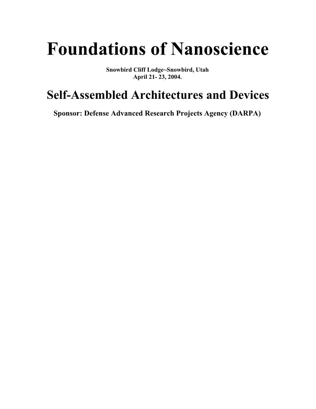 Foundations of Nanoscience