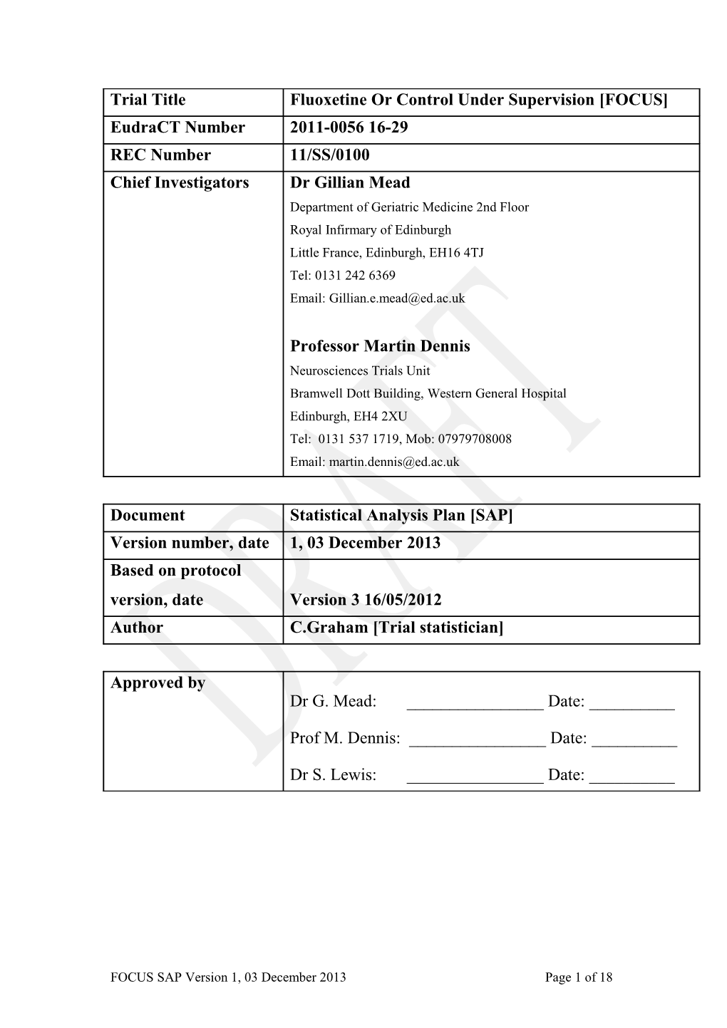 CLOTS Analysis Plan (Draft 26 August 2002)