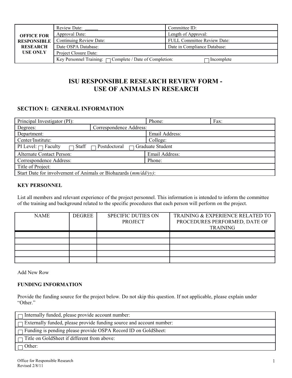 Isu Responsible Research Review Form