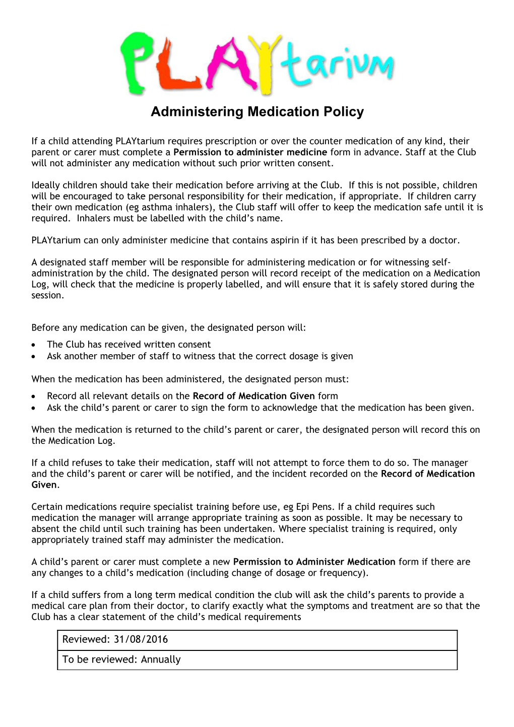 Administering Medication Policy