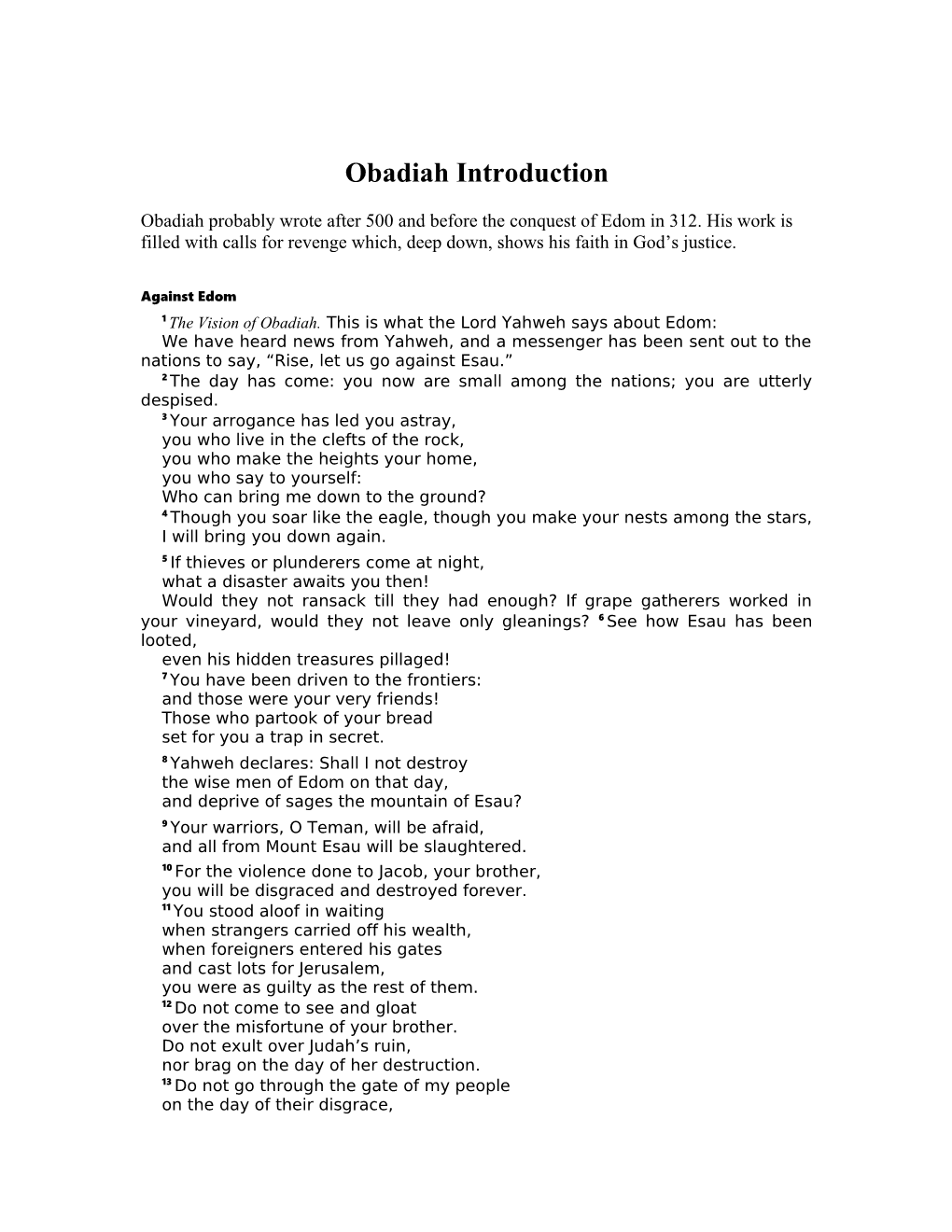 Obadiah Introduction