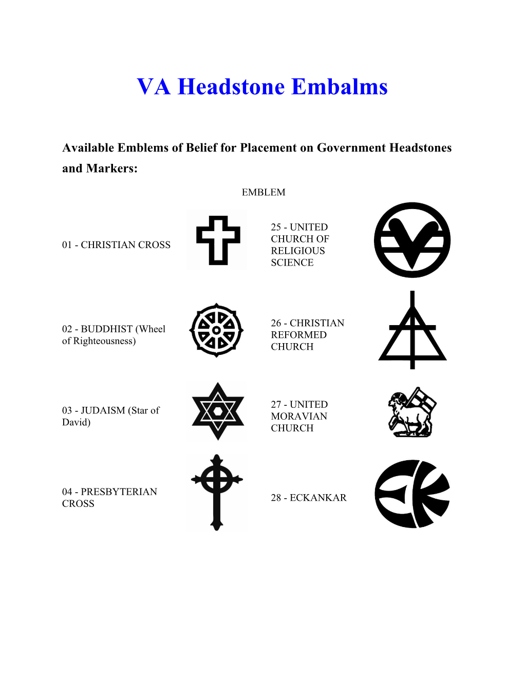 VA Headstone Embalms