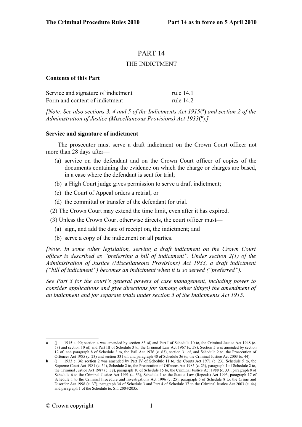 The Criminal Procedure Rules 2010 Part 14