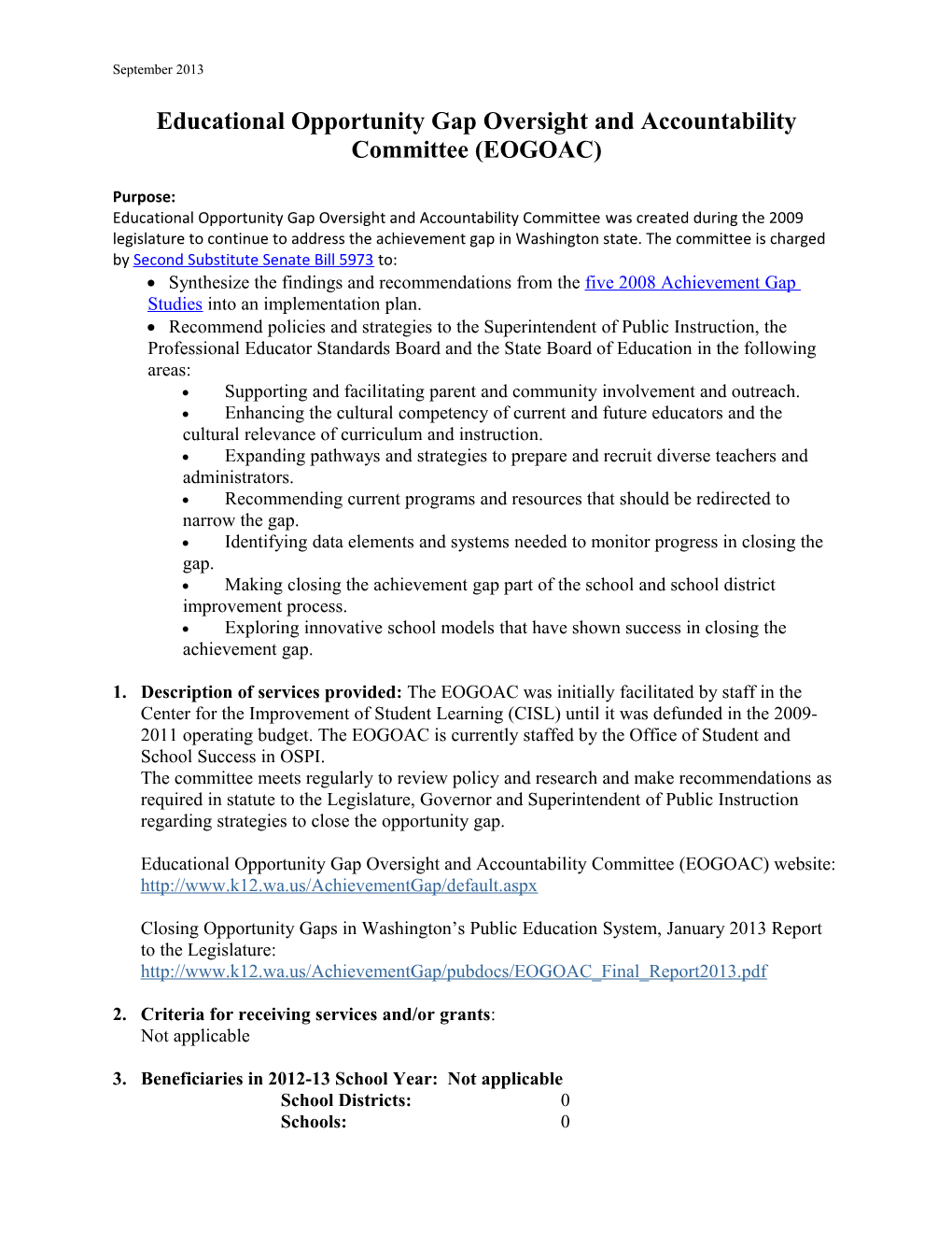 Educational Opportunity Gap Oversight and Accountability Committee (EOGOAC)