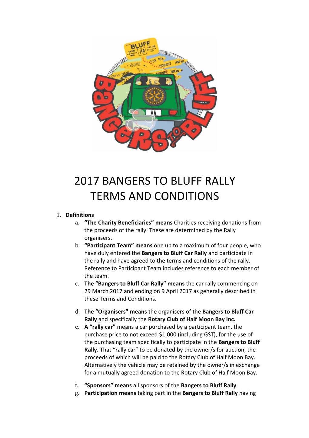 2017 Bangers to Bluff Rally
