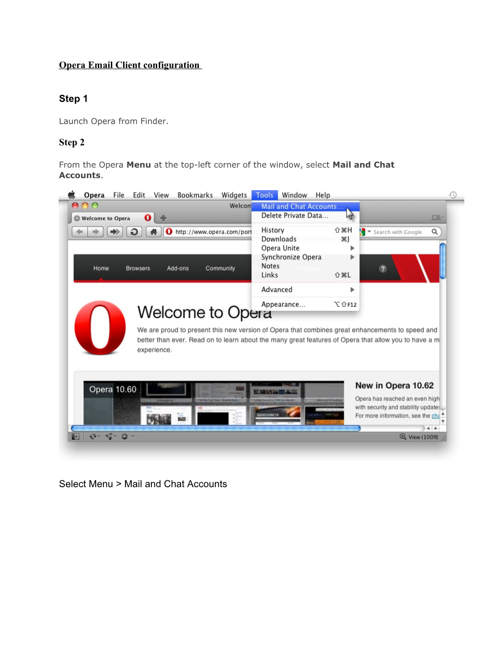 Opera Email Client Configuration
