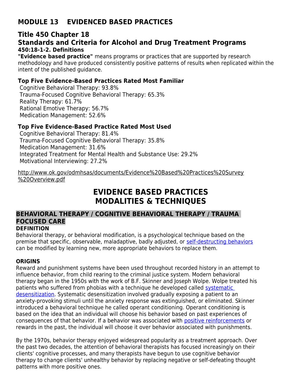Module 13 Evidenced Based Practices