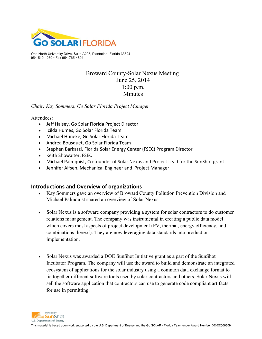 Chair: Kay Sommers, Go Solar Florida Project Manager
