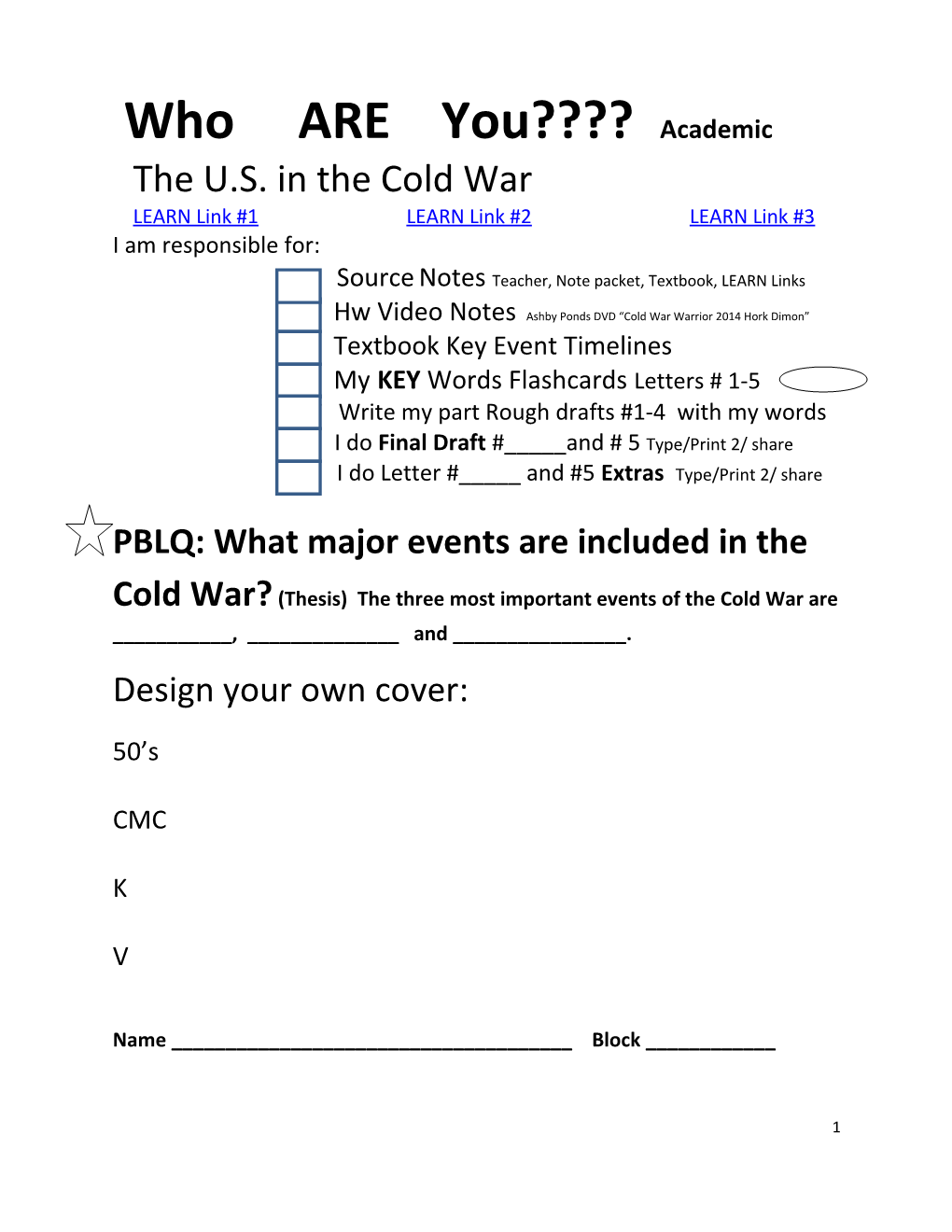 Cold War Time Capsule Project Honors