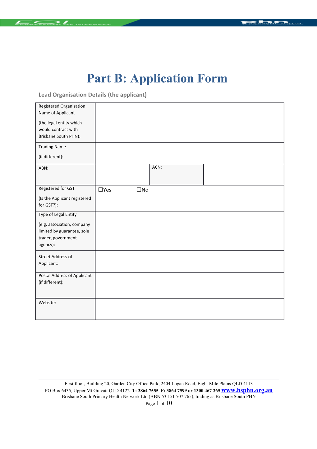 EOI PIR Intake Application Form