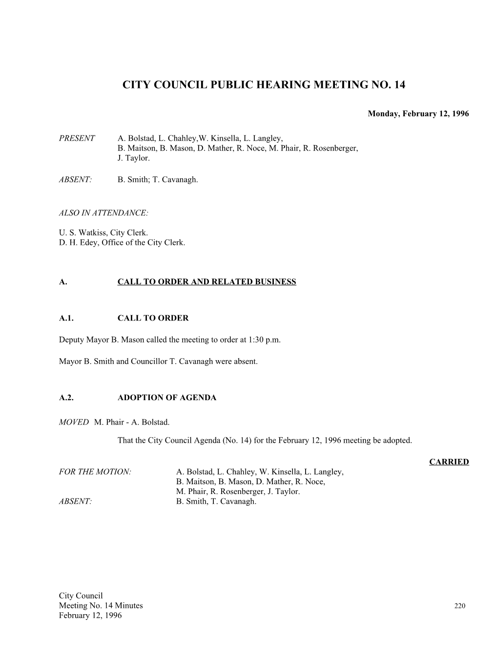 City Council Public Hearing Meeting No. 14
