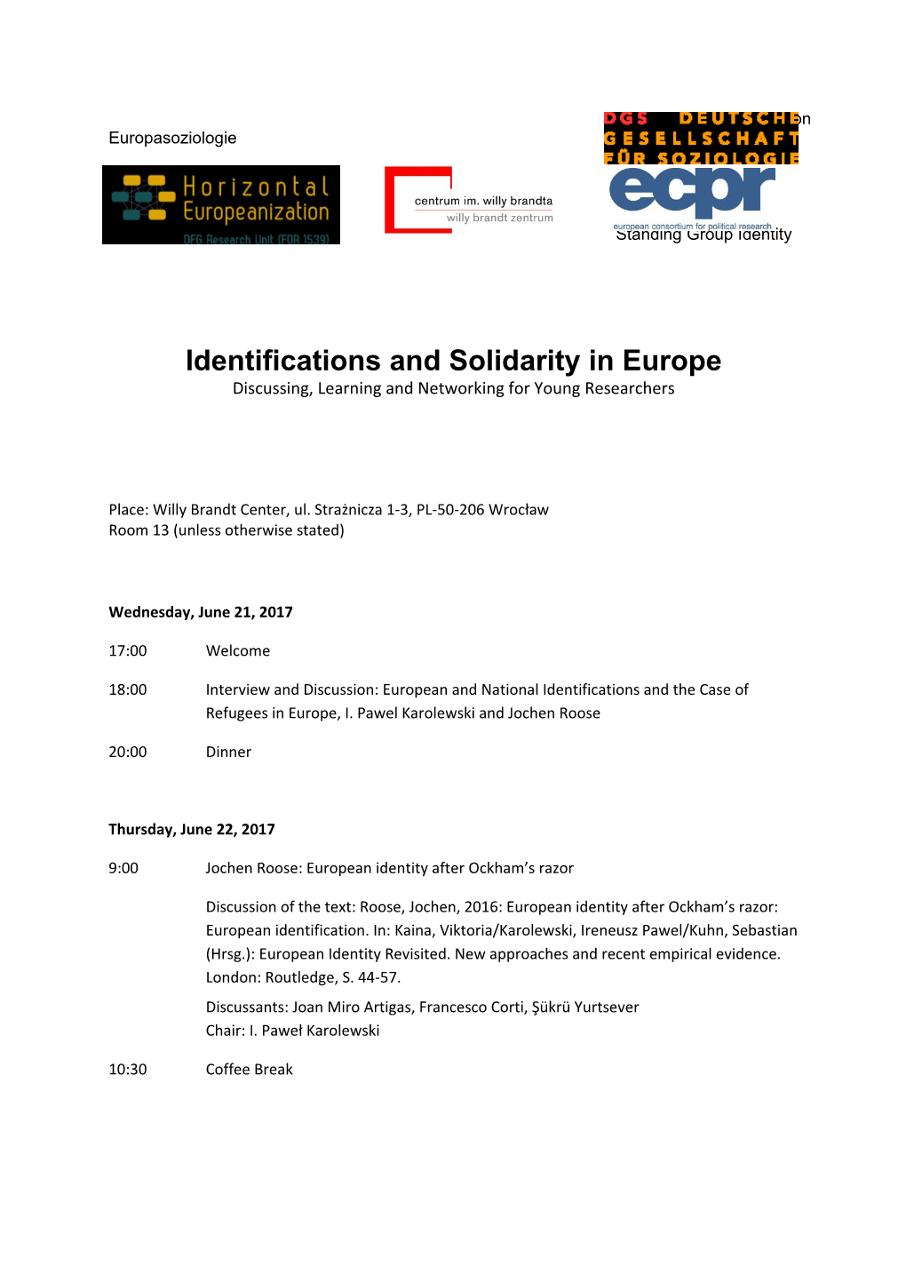 Identifications and Solidarity in Europe