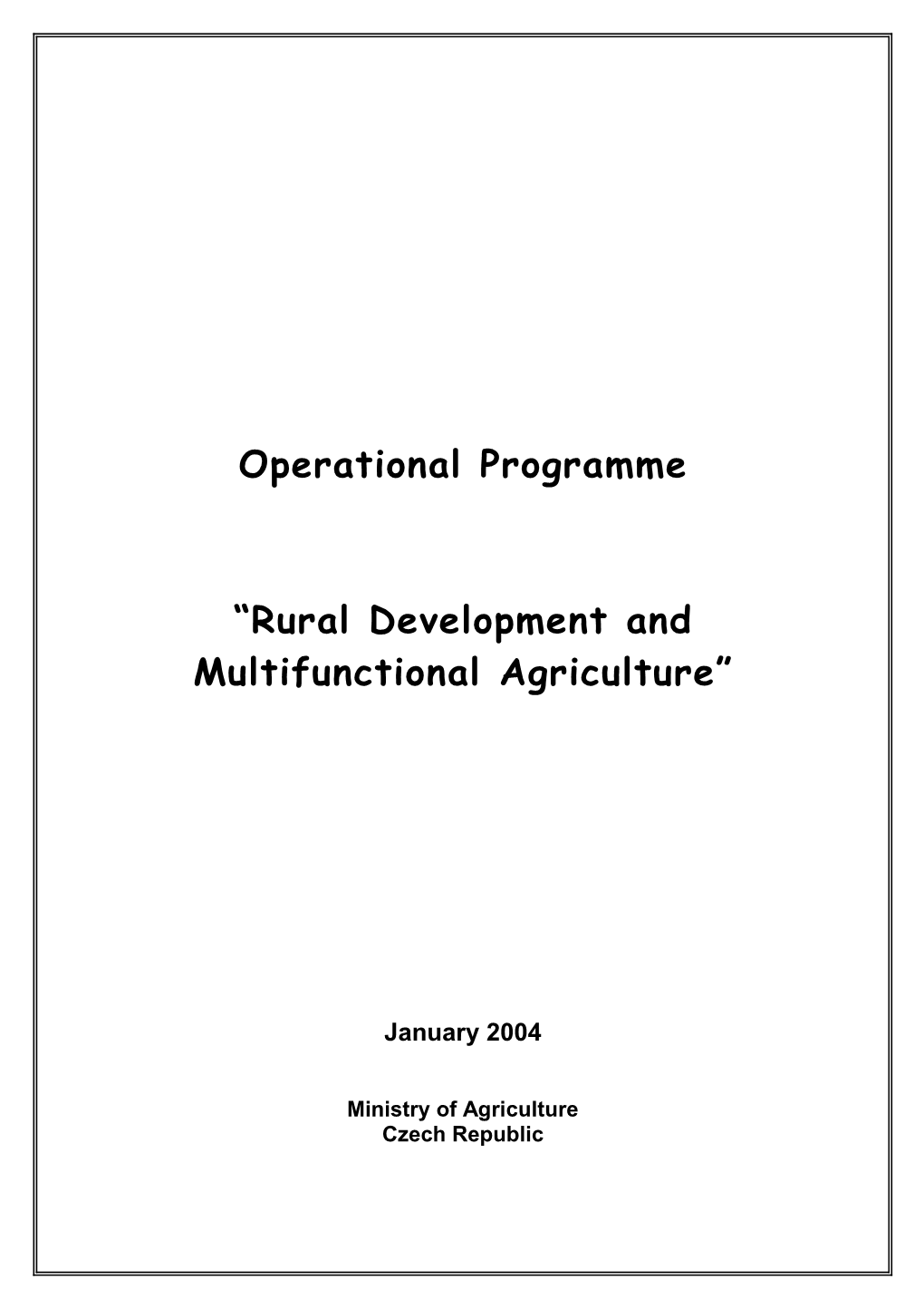 Rural Development and Multifunctional Agriculture