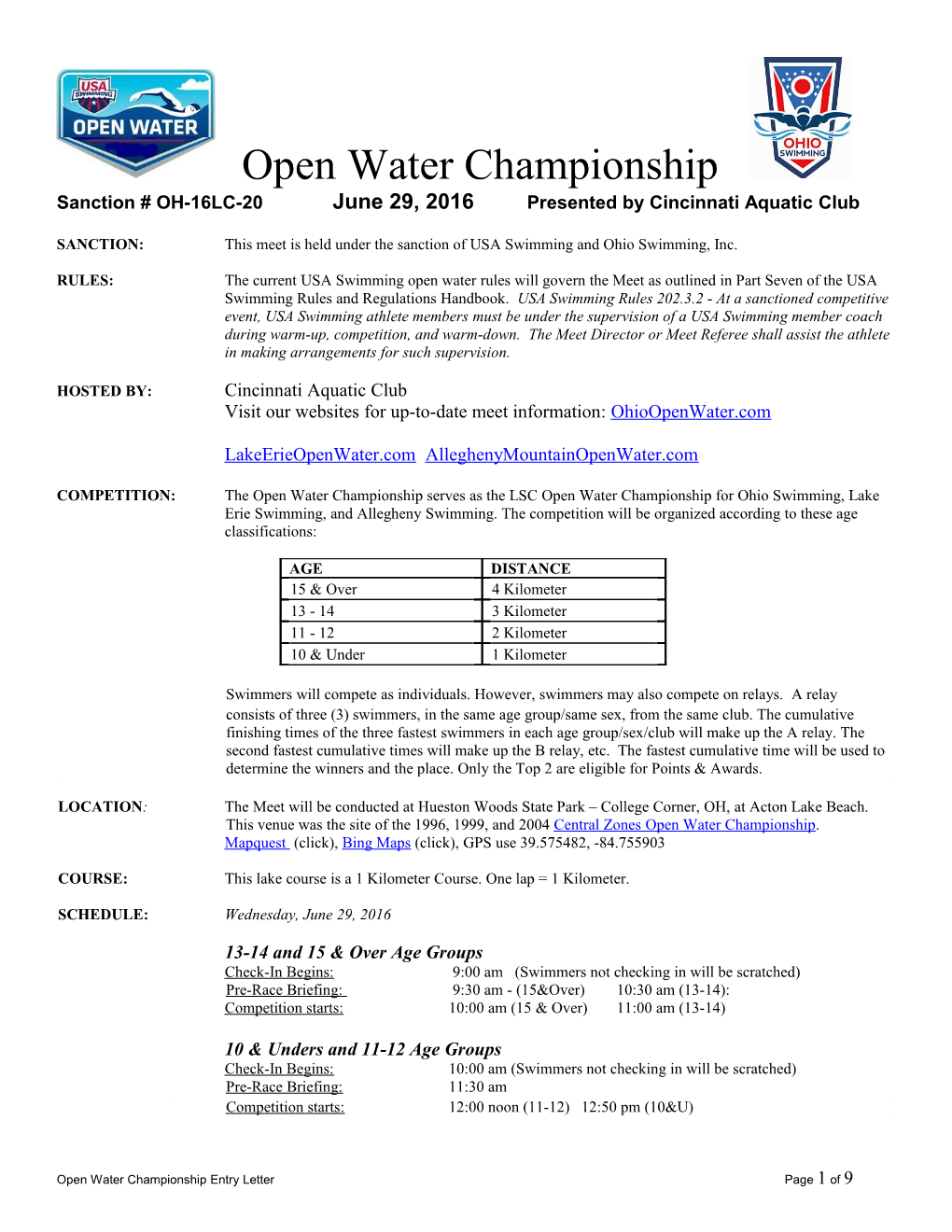 2011 Ohio LSC Open Water Championships