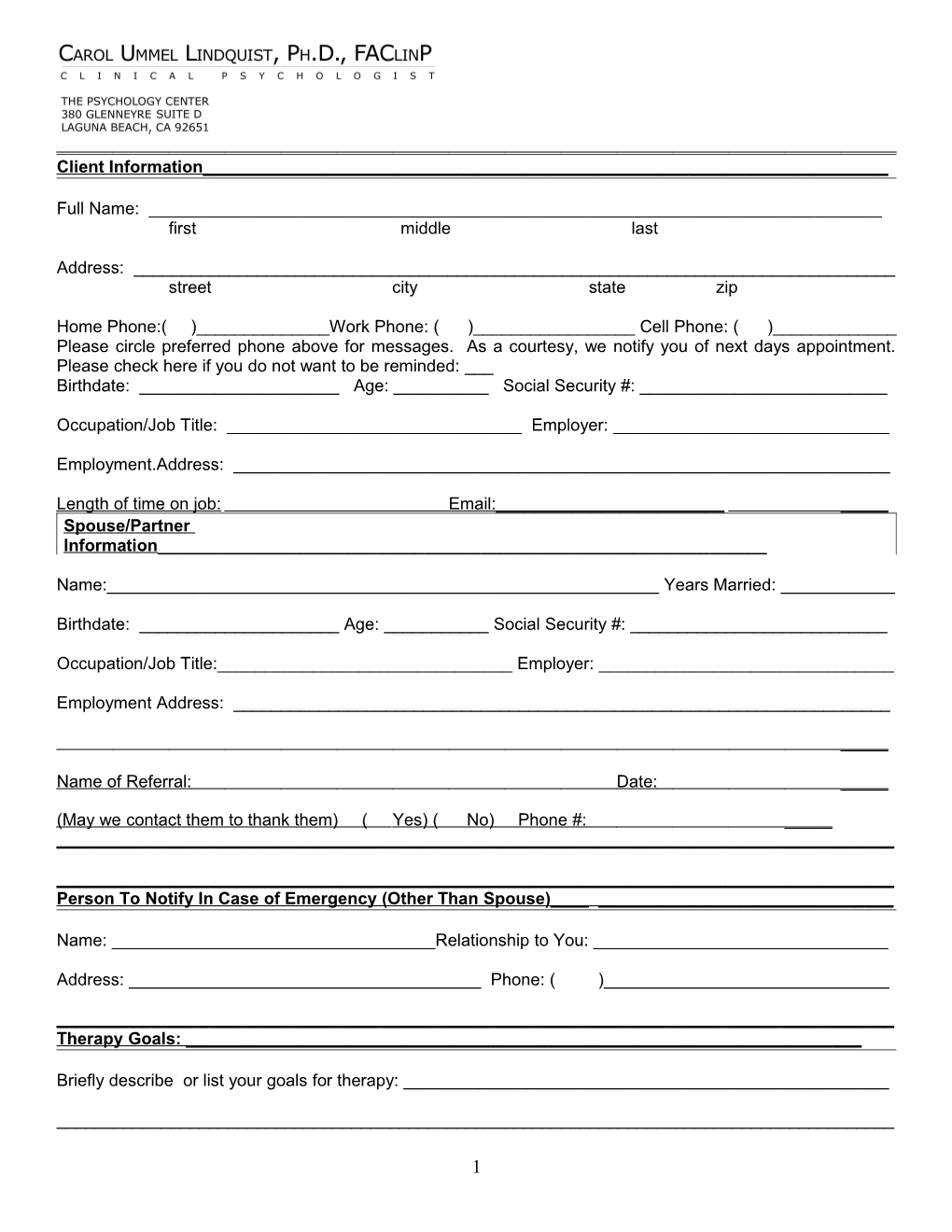 Revised New Client Forms