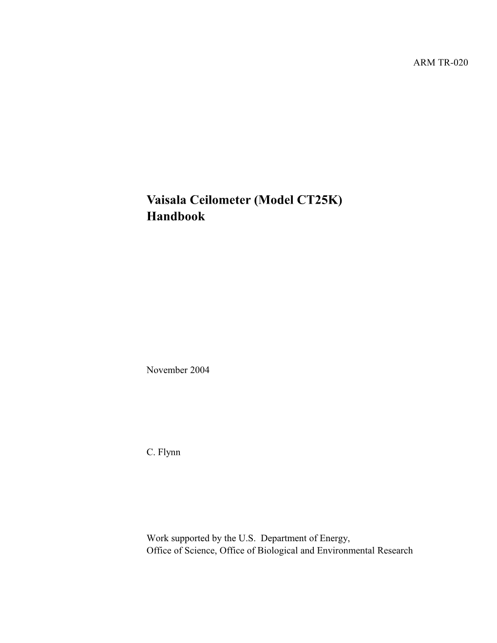 Vaisala Ceilometer (Model CT25K)Handbook