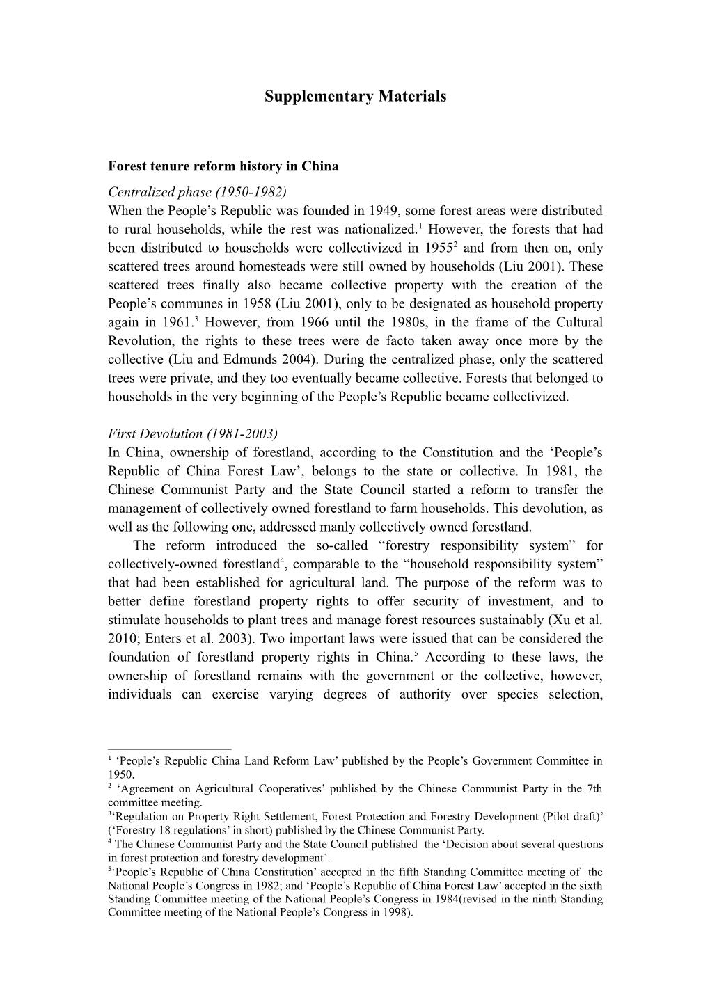 Forest Tenure Reform History in China