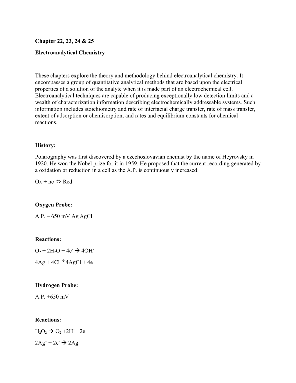 Electroanalytical Chemistry