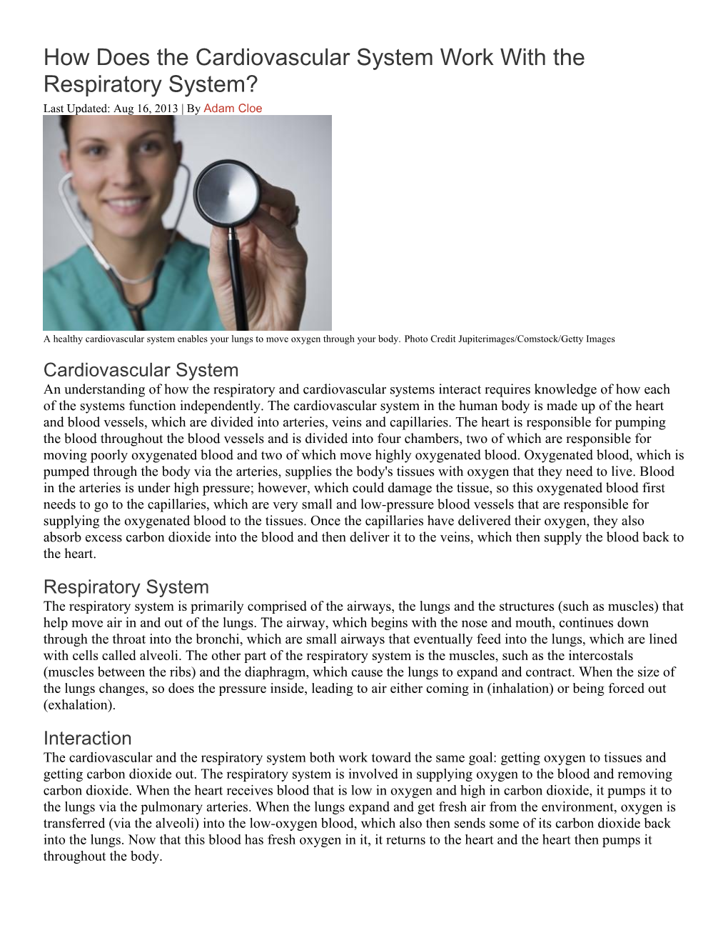 How Does the Cardiovascular System Work with the Respiratory System?