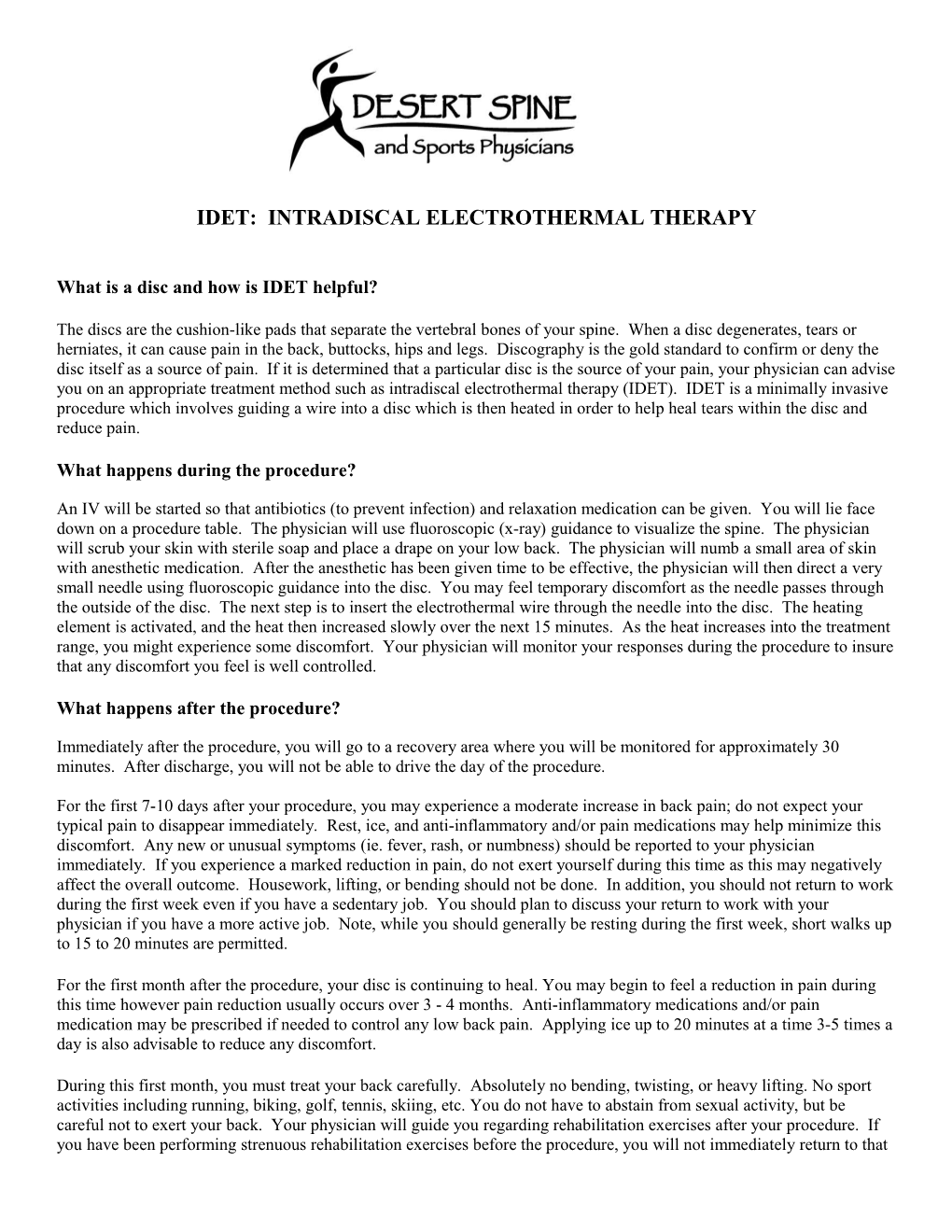 Idet: Intradiscal Electrothermal Therapy