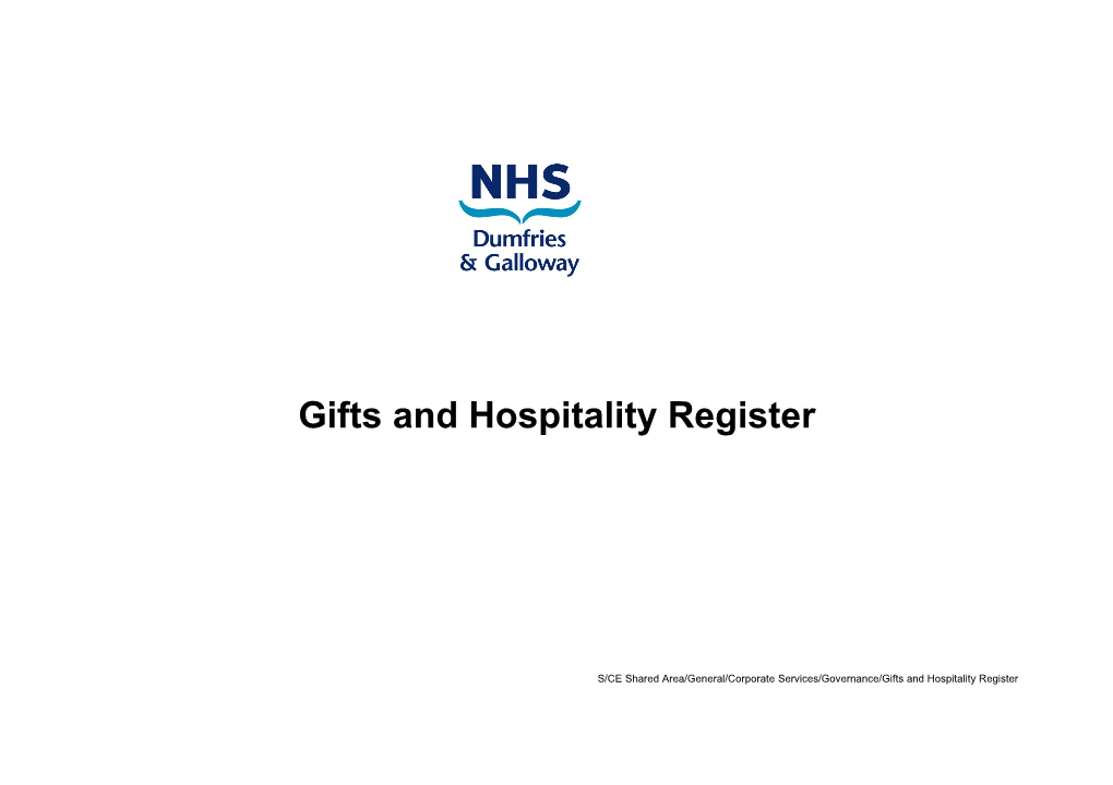 Gifts and Hospitality Register