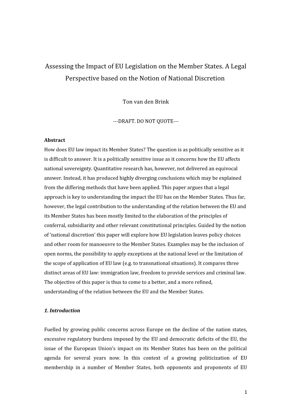 The Impact of EU Legislation on National Law A
