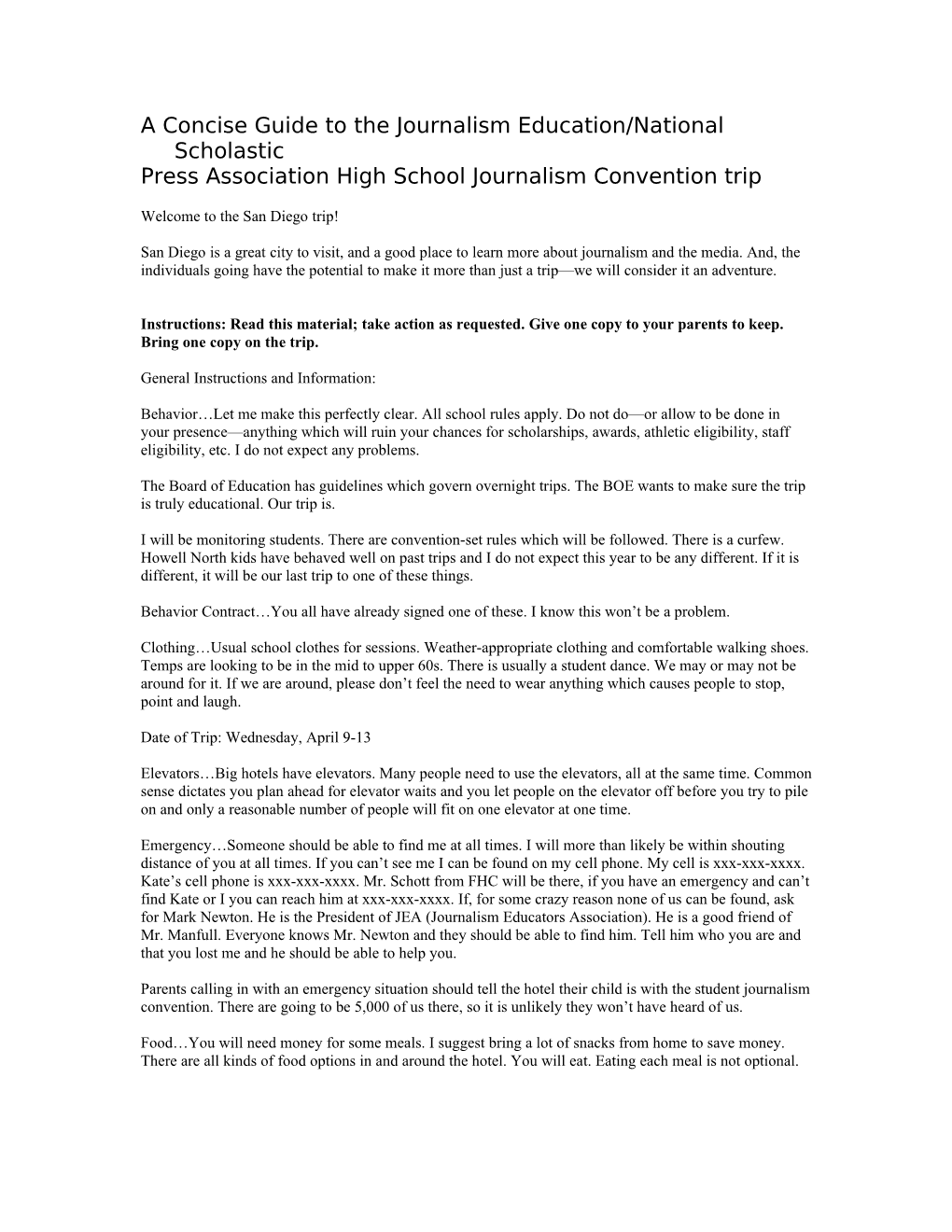 A Concise Guide to the Journalism Education/National Scholastic Press High School Journalism