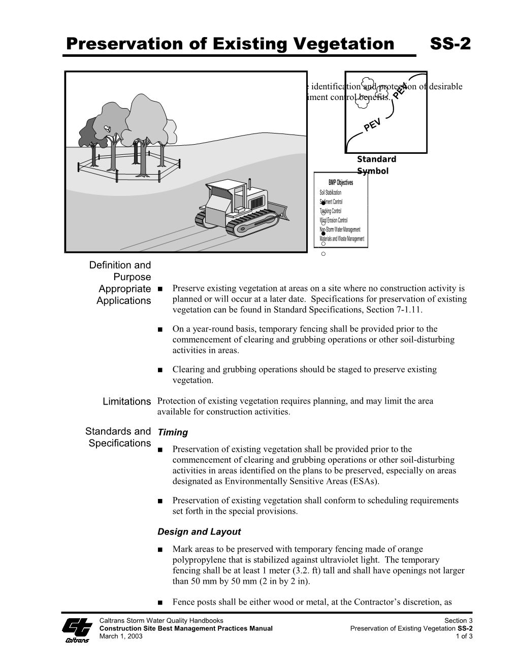 Construction Site Best Management Practices Manual Preservation of Existing Vegetation SS-2