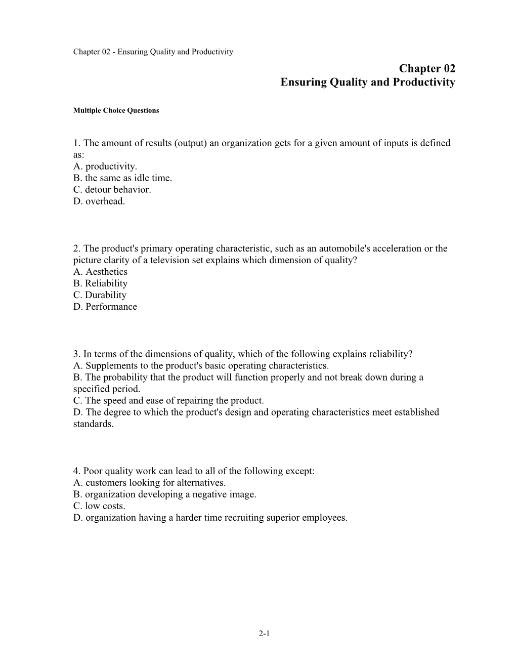 Chapter 02 Ensuring Quality and Productivity