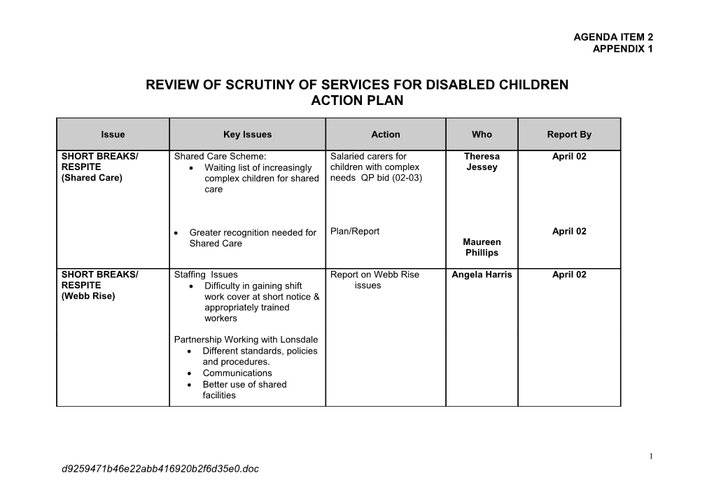 REVIEW of Scrutiny of Services for Disabled Children