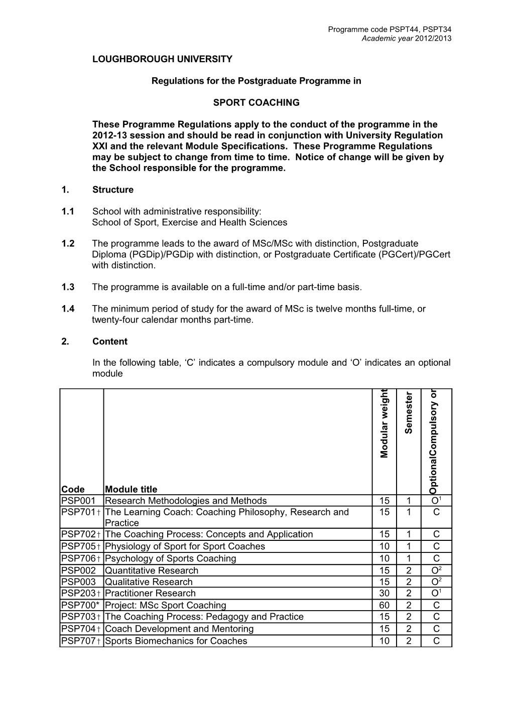 Regulations for the Postgraduate Programme In