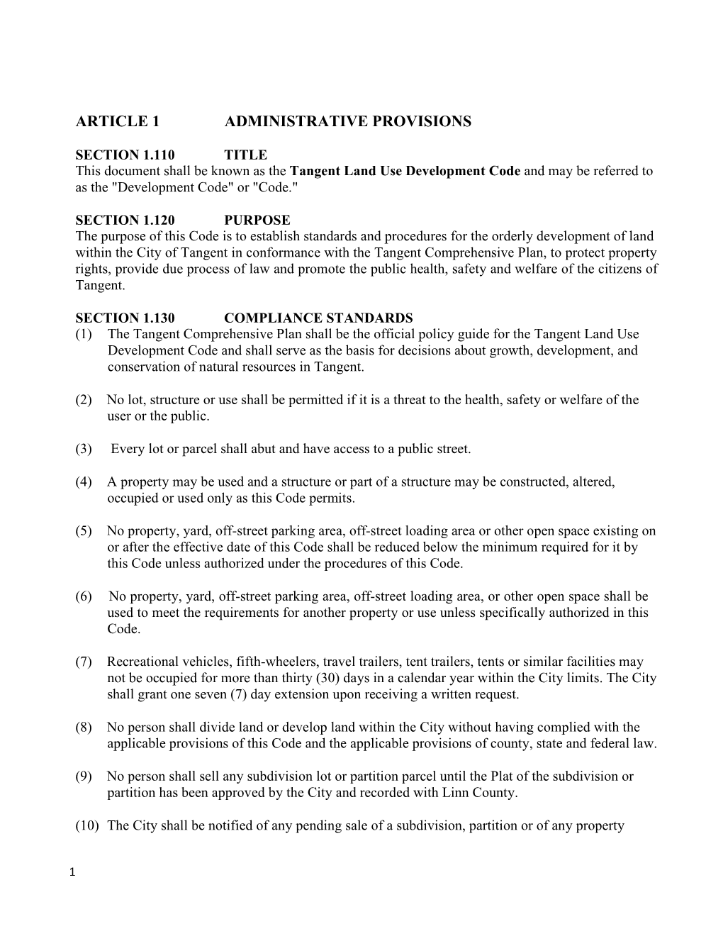 Landusedevelopment Code Changes to Code Final for Election 2010