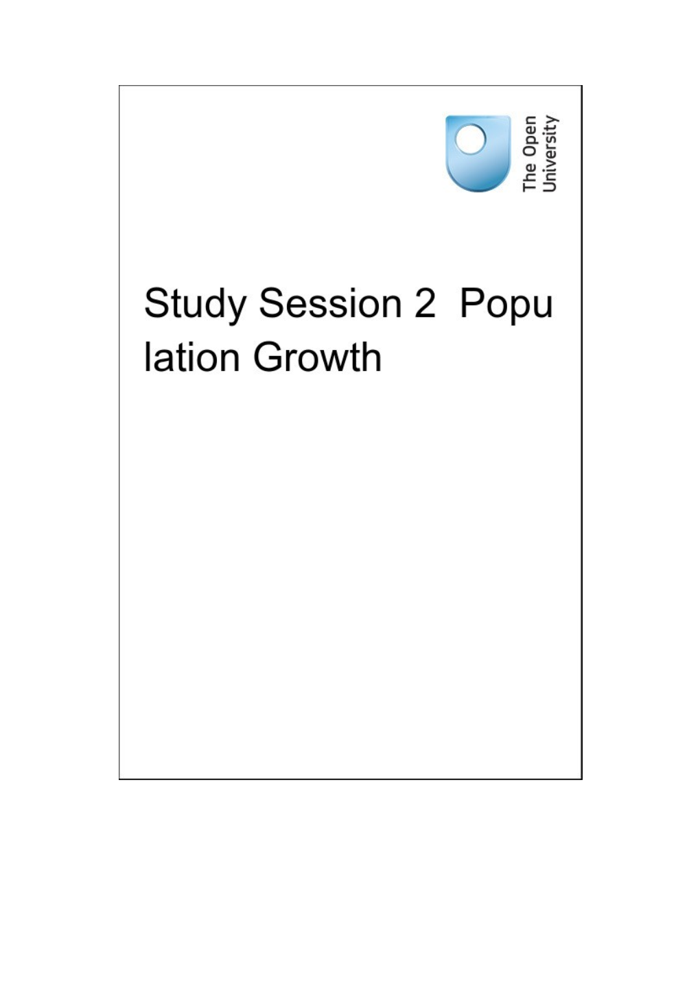 Study Session 2 Population Growth