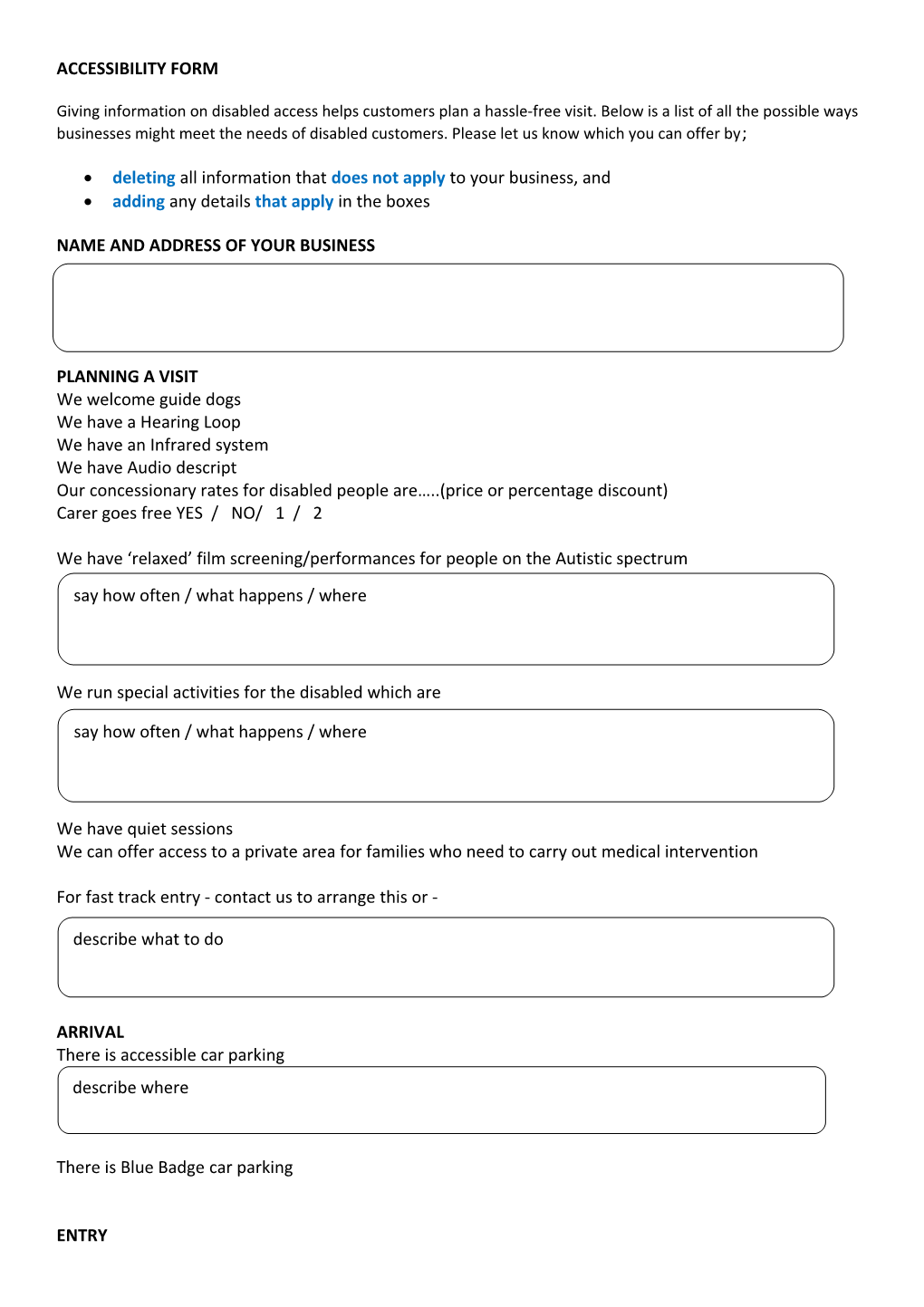 Accessibility Form