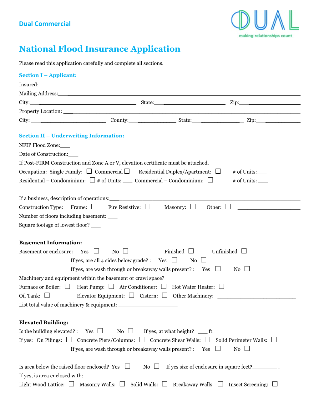 National Flood Insurance Application