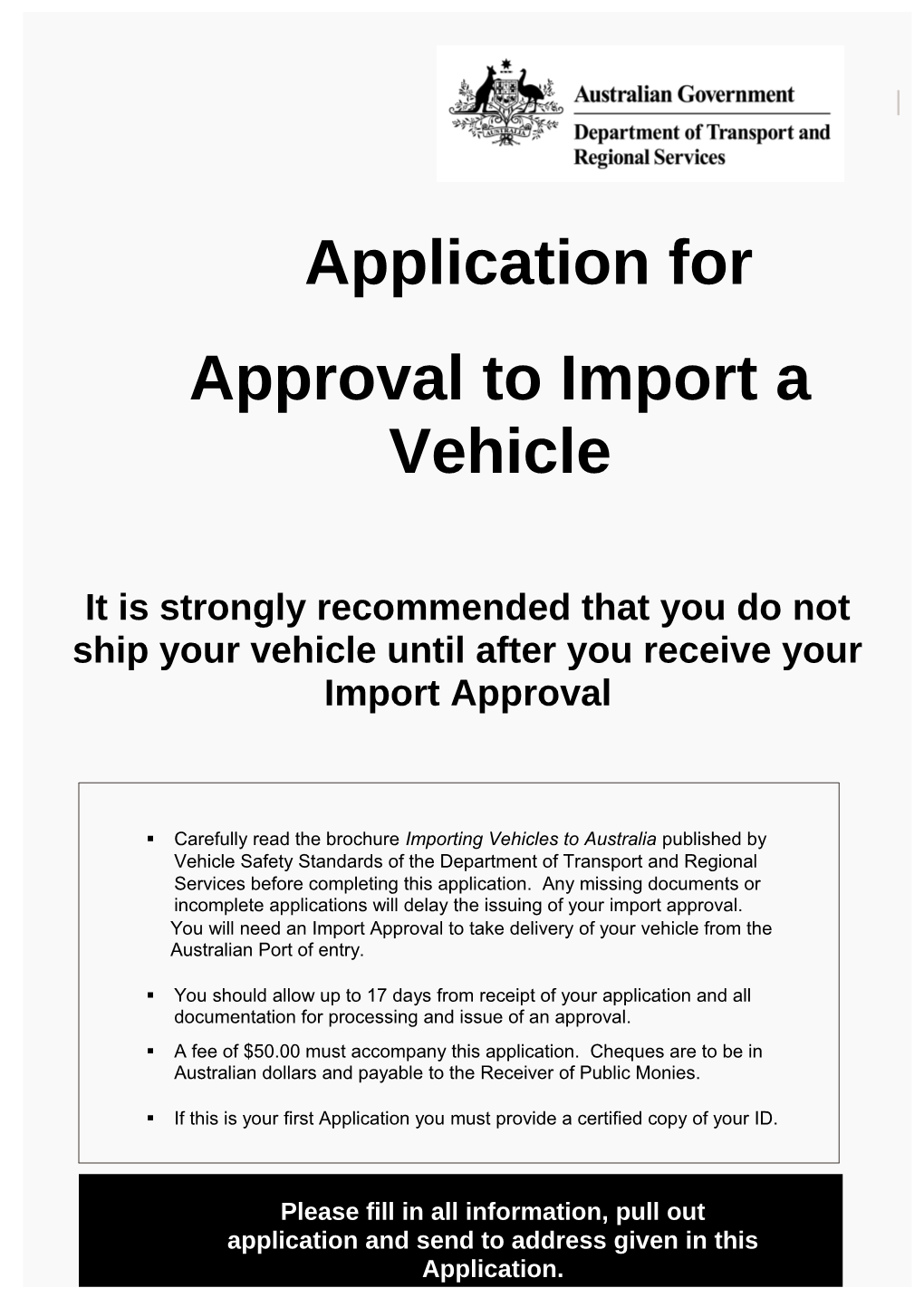 Approval to Import a Vehicle