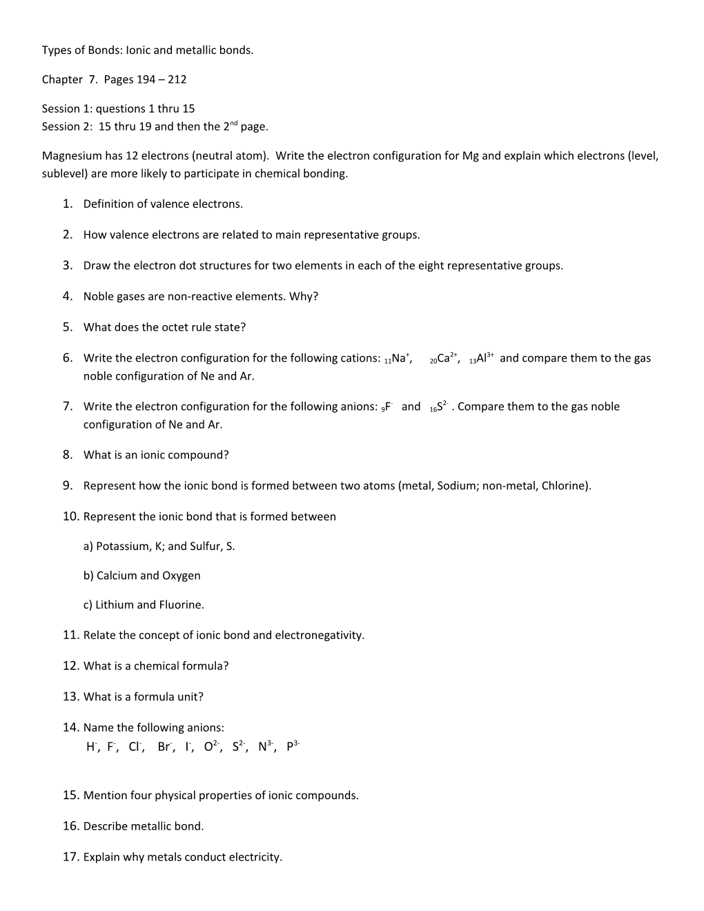 Types of Bonds: Ionic and Metallic Bonds