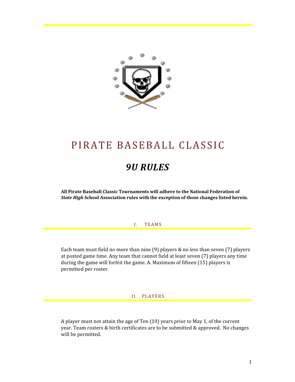 Pirate Baseball Classic