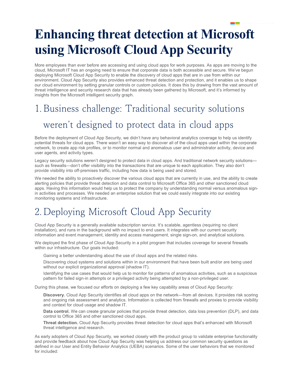 Enhancing Threat Detection at Microsoft Using Microsoft Cloud App Security