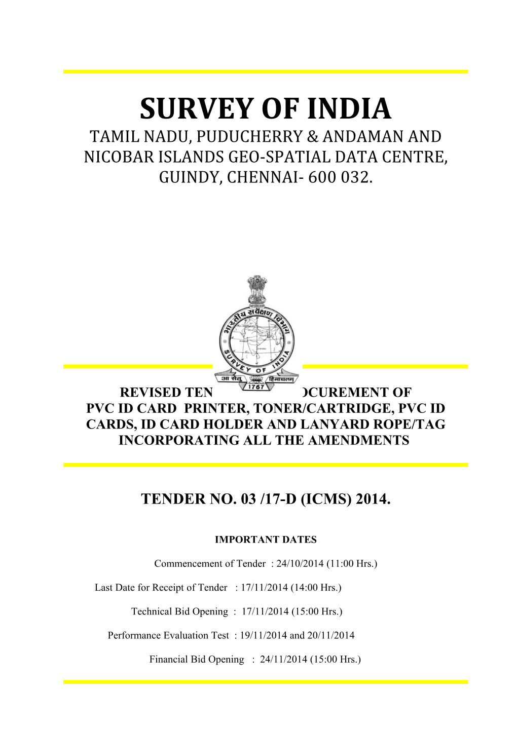 Survey of Indiatamil Nadu, Puducherry and Andaman & Nicobar Islandsgeo-Spatial Data