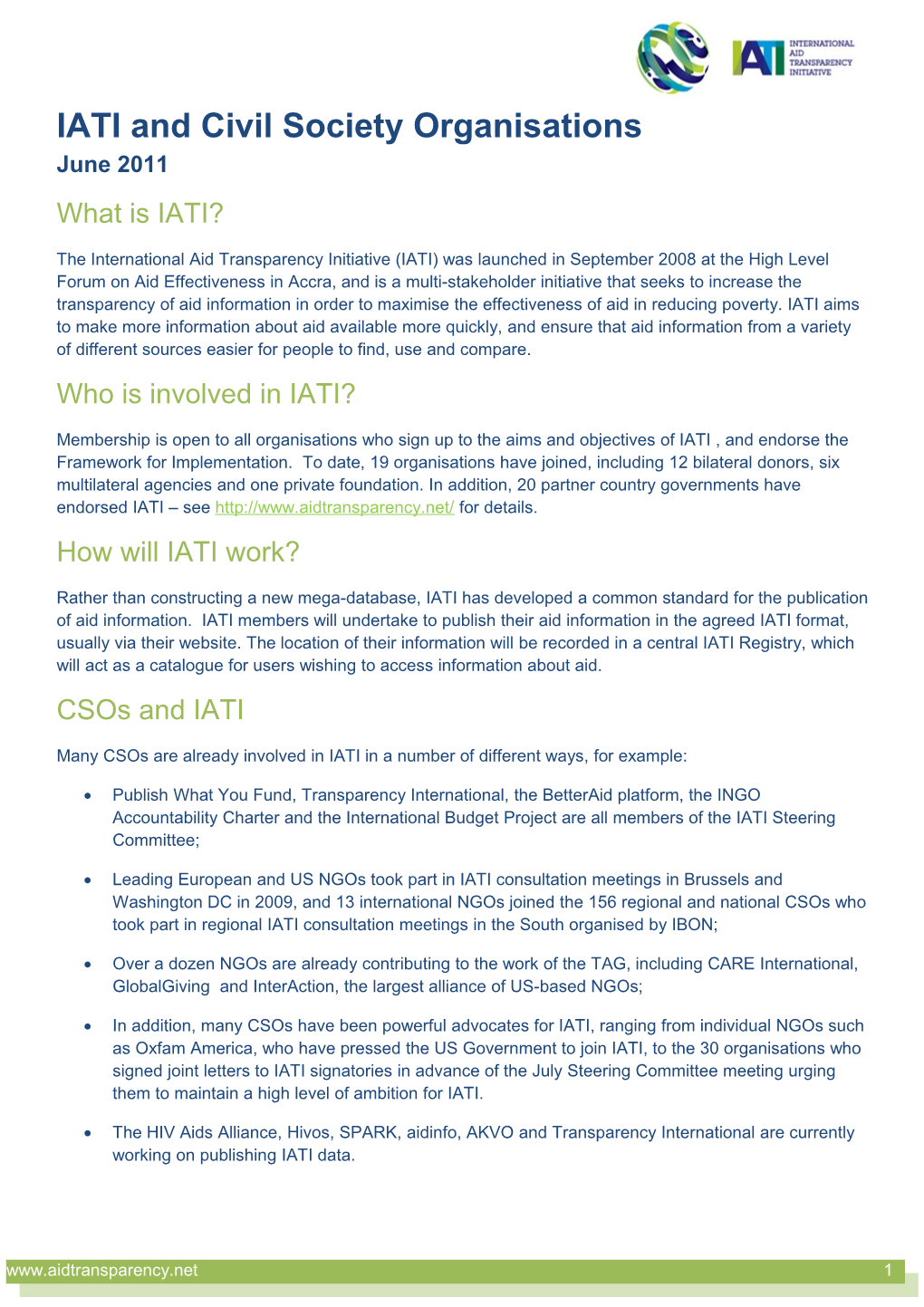 Draft Briefing Note: IATI and Ngos