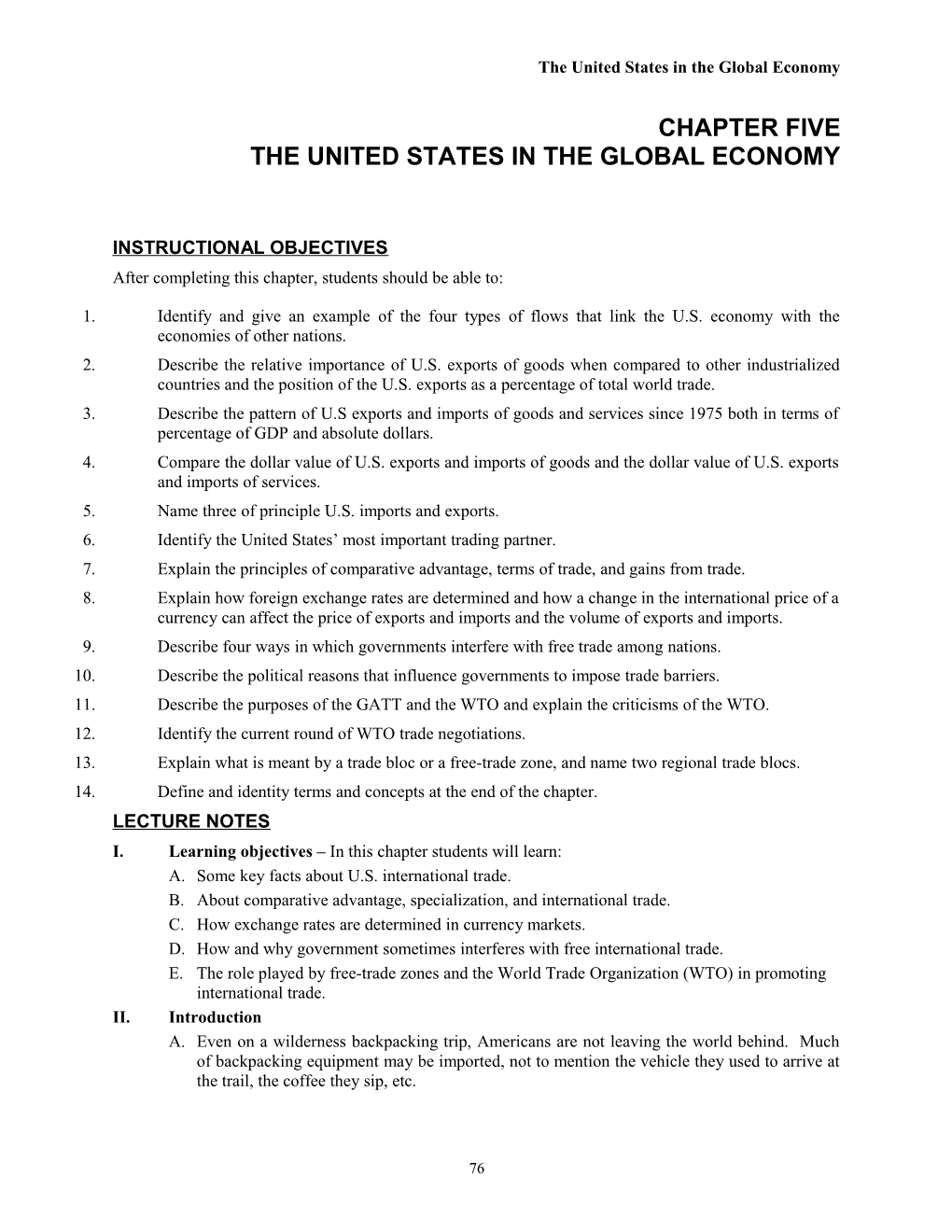 The United States in the Global Economy