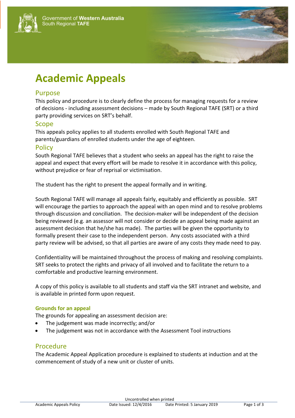 Academic Appeals