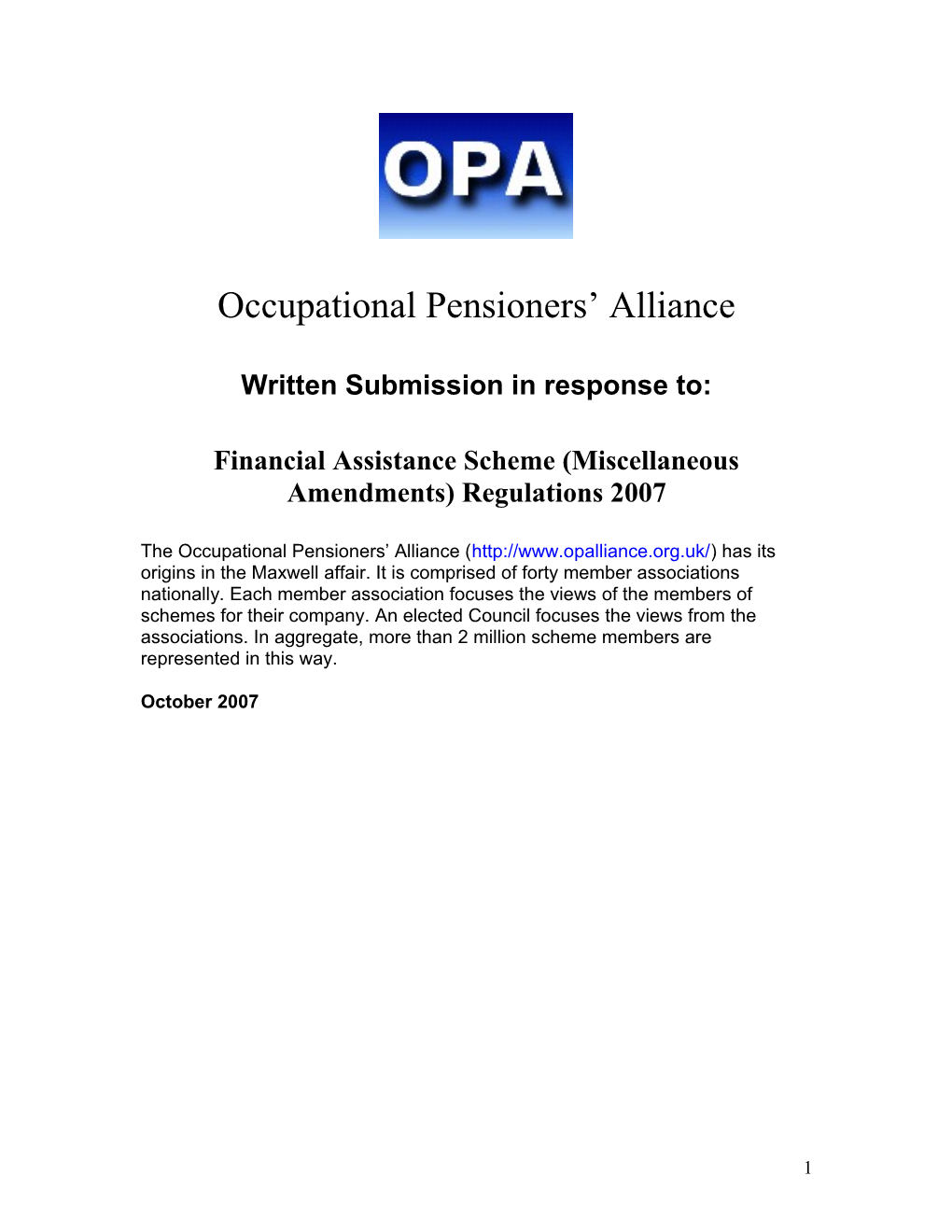 Financial Assistance Scheme (Miscellaneous Amendments) Regulations 2007