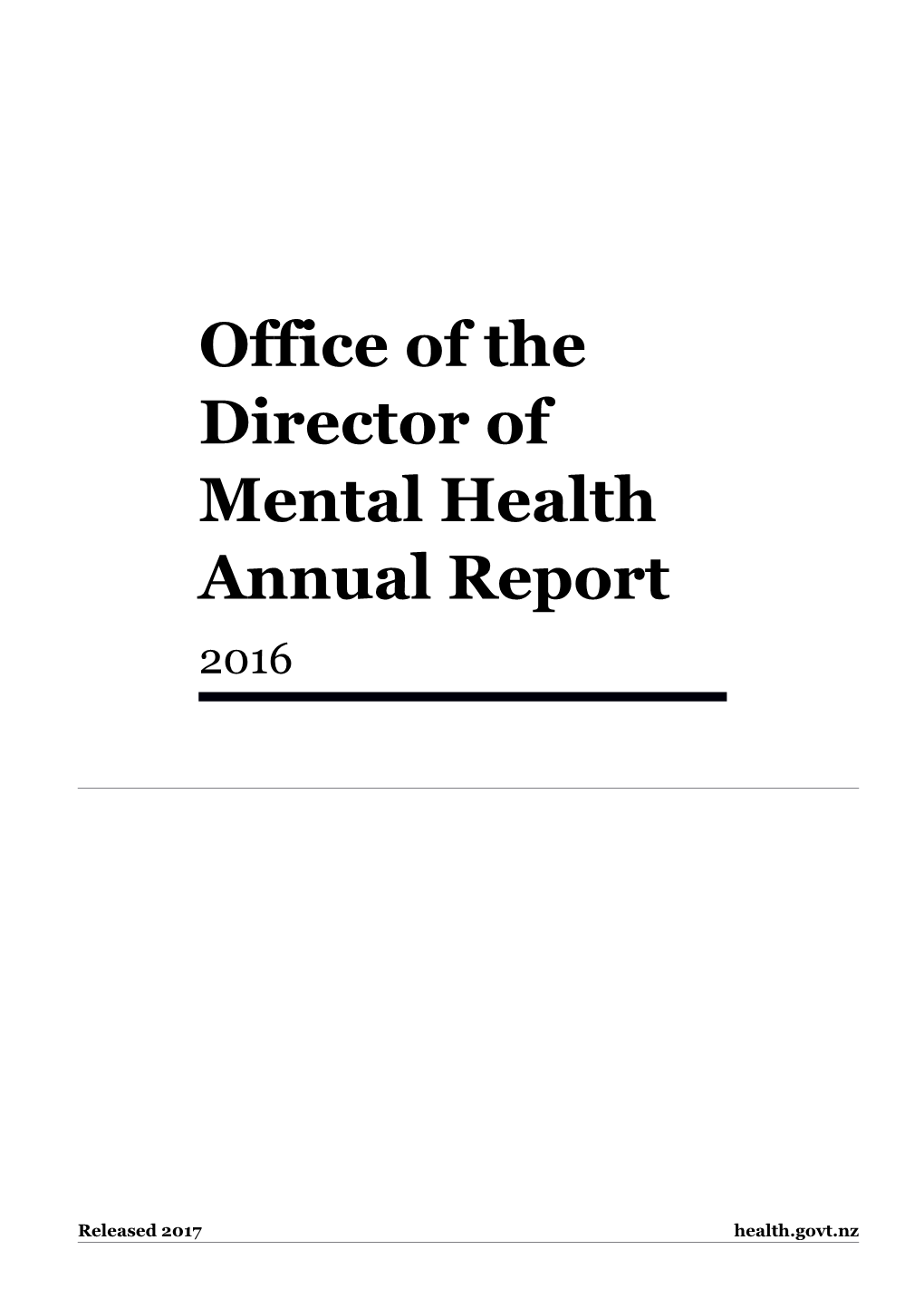 Office of the Director of Mental Health Annual Report 2016