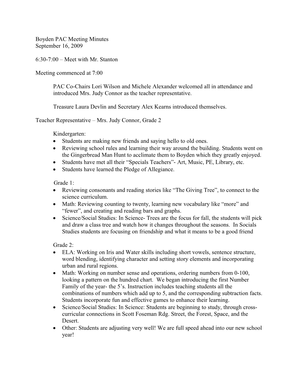 Boyden PAC Meeting Minutes