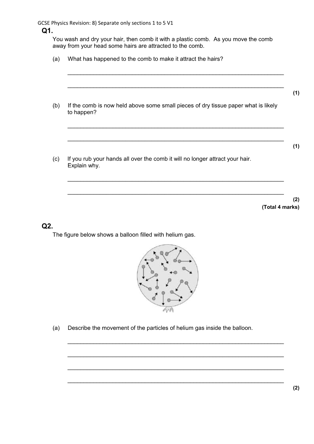 GCSE Physics Revision: 8) Separate Only Sections 1 to 5 V1